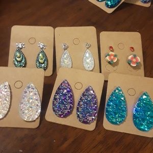 Plastic Post Earrings 9 Pieces